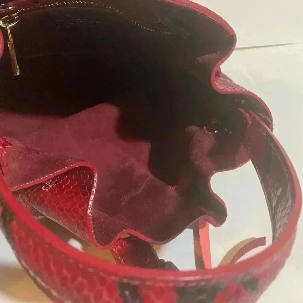 AU Printermps snakeskin print leather satchel handbag